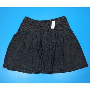 New LOFT Womens Black Lace Eyelet Flounce Flare Skirt Fit Flare Size 12